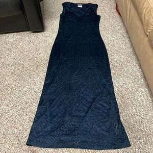 Vintage 90s lace v nevk maxi dress